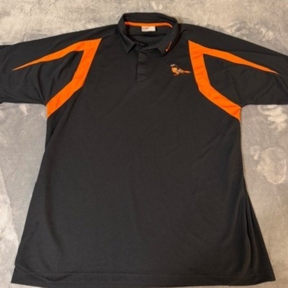 Nike Team Baltimore Orioles MLB Polo Shirt Mens XXL Black Orange Short Sleeve